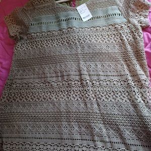 Olive green lacy shirt.